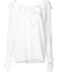 Белая блузка с рюшами от Alberta Ferretti