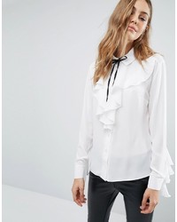 Белая блузка с рюшами от Boohoo