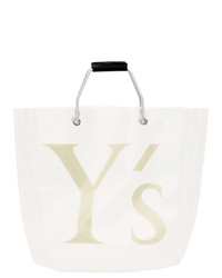 Белая большая сумка из плотной ткани с вышивкой от Ys