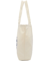 Белая большая сумка из плотной ткани с принтом от MAISON KITSUNE