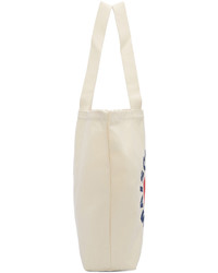 Белая большая сумка из плотной ткани с принтом от MAISON KITSUNE