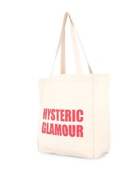 Белая большая сумка из плотной ткани с принтом от Hysteric Glamour