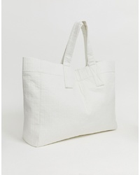 Белая большая сумка из плотной ткани от Weekday