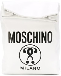 Белая большая сумка с принтом от Moschino