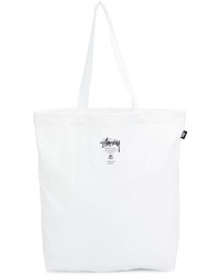 Белая большая сумка с принтом от Stussy