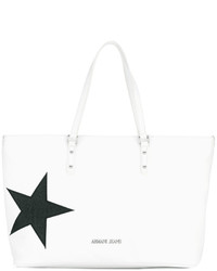 Белая большая сумка со звездами от Armani Jeans