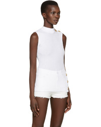 Белая водолазка без рукавов от Balmain