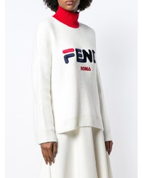 Женская белая водолазка с принтом от Fendi