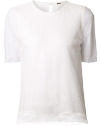 Женская белая вязаная футболка с круглым вырезом от ADAM by Adam Lippes