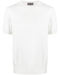 Мужская белая вязаная футболка с круглым вырезом от Canali
