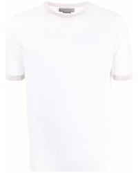 Мужская белая вязаная футболка с круглым вырезом от Corneliani