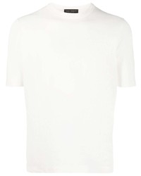 Мужская белая вязаная футболка с круглым вырезом от Dell'oglio