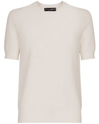 Мужская белая вязаная футболка с круглым вырезом от Dolce & Gabbana