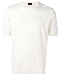Мужская белая вязаная футболка с круглым вырезом от Drumohr