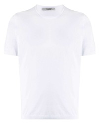 Мужская белая вязаная футболка с круглым вырезом от La Fileria For D'aniello
