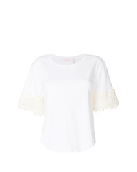 Женская белая вязаная футболка с круглым вырезом от See by Chloe