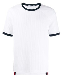 Мужская белая вязаная футболка с круглым вырезом от Thom Browne