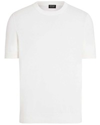 Мужская белая вязаная футболка с круглым вырезом от Zegna