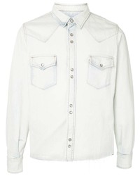 Мужская белая джинсовая куртка-рубашка от Saint Laurent