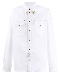 Белая джинсовая рубашка с украшением