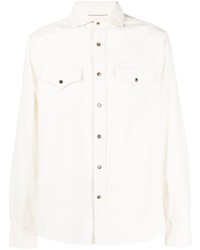 Мужская белая джинсовая рубашка от Brunello Cucinelli