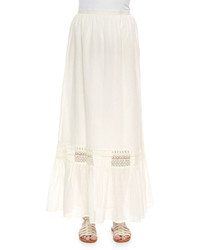 Белая длинная юбка с люверсами