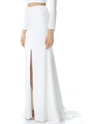 Белая длинная юбка с разрезом
