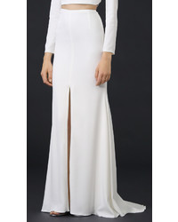 Белая длинная юбка с разрезом