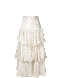 Белая длинная юбка с цветочным принтом от Bambah