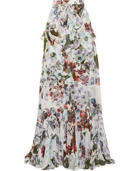 Белая длинная юбка с цветочным принтом от Erdem
