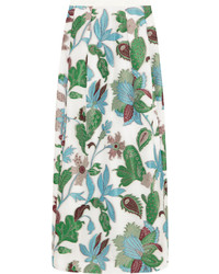 Белая длинная юбка с цветочным принтом от Tory Burch