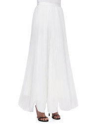 Белая длинная юбка со складками
