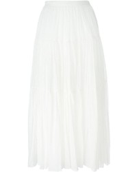 Белая длинная юбка со складками от Saint Laurent