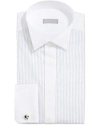 Белая классическая рубашка в вертикальную полоску