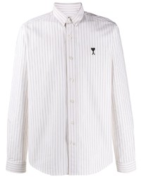 Мужская белая классическая рубашка в вертикальную полоску от Ami Paris