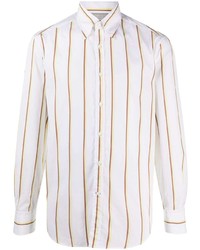 Мужская белая классическая рубашка в вертикальную полоску от Brunello Cucinelli