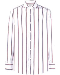 Мужская белая классическая рубашка в вертикальную полоску от Brunello Cucinelli