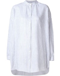 Женская белая классическая рубашка в вертикальную полоску от Dusan