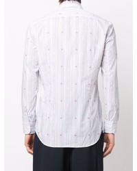 Мужская белая классическая рубашка в вертикальную полоску от Etro