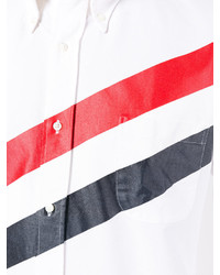 Мужская белая классическая рубашка в вертикальную полоску от Thom Browne