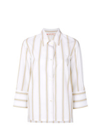 Женская белая классическая рубашка в вертикальную полоску от Marni