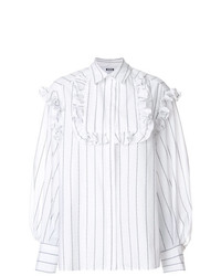 Женская белая классическая рубашка в вертикальную полоску от MSGM