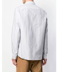 Мужская белая классическая рубашка в вертикальную полоску от Nn07