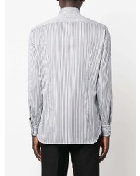 Мужская белая классическая рубашка в вертикальную полоску от Lardini
