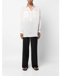 Мужская белая классическая рубашка в вертикальную полоску от Saint Laurent