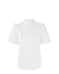 Женская белая классическая рубашка в горошек от Clu
