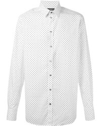 Мужская белая классическая рубашка в горошек от Dolce & Gabbana