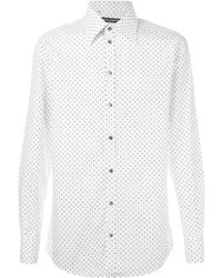 Мужская белая классическая рубашка в горошек от Dolce & Gabbana