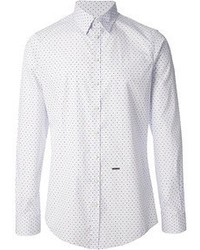 Мужская белая классическая рубашка в горошек от DSQUARED2