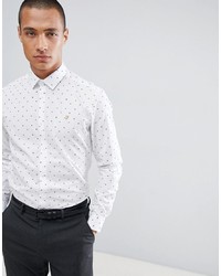 Мужская белая классическая рубашка в горошек от Farah Smart